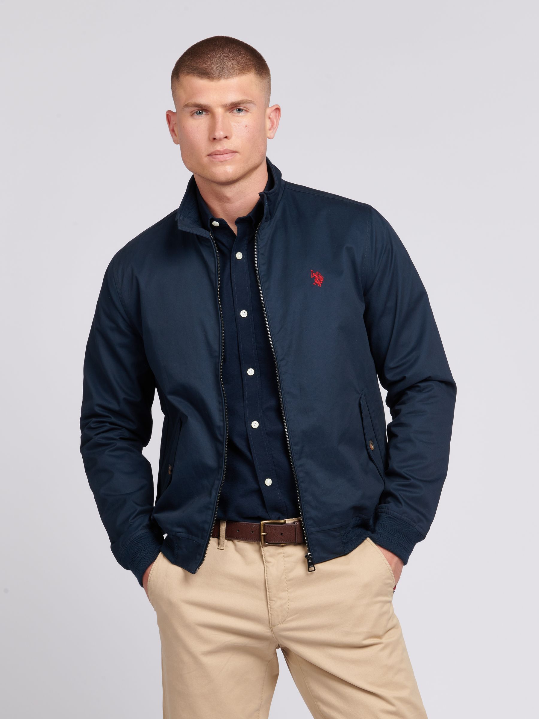 Buy Синій - U.S. Polo Assn. Чоловіча куртка Harrington з бавовни та саржі  100% з сайту Next Ukraine