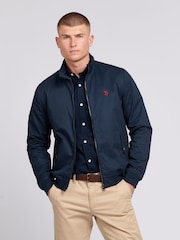 U.S. Polo Assn. Blue Mens 100% Cotton Twill Harrington Jacket - Image 1 of 9