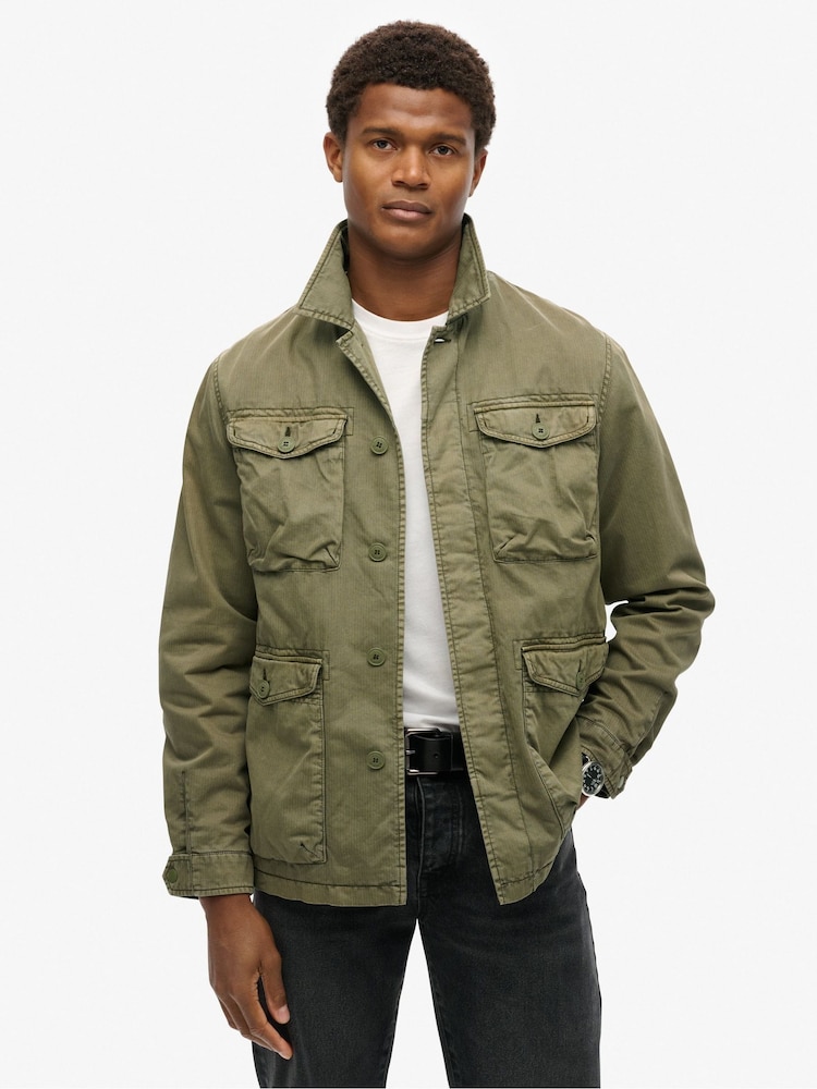Superdry Green 100% Cotton Military M65 Lightweight Jacket - Image 1 of 5