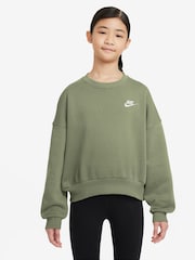 Nike Oil Green Club Fleece Boxy Crewneck Sweatshirt - Image 1 of 3
