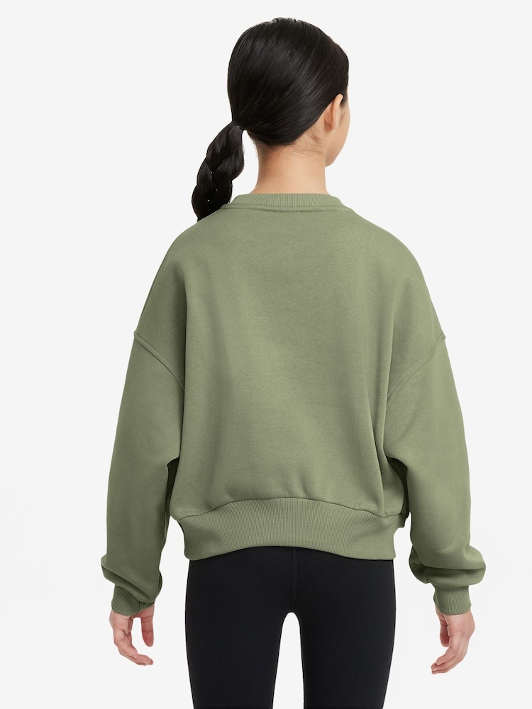 Nike Oil Green Club Fleece Boxy Crewneck Sweatshirt - Image 2 of 3