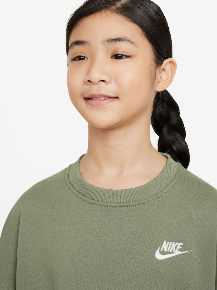 Nike Oil Green Club Fleece Boxy Crewneck Sweatshirt - Image 3 of 3