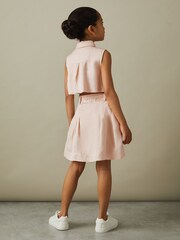 Reiss Pink Milena 13-14 yrs Viscose-Linen Belted Collared Dress - Image 4 of 5
