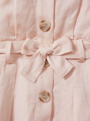 Reiss Pink Milena 13-14 yrs Viscose-Linen Belted Collared Dress - Image 5 of 5