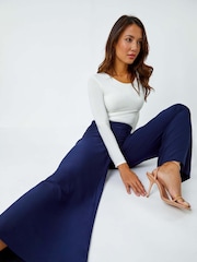 Roman Blue Wide Leg Stretch Trousers - Image 3 of 6