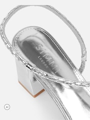 Simmi London Silver Maxine Diamante Blocked Heel Sandals - Image 4 of 4