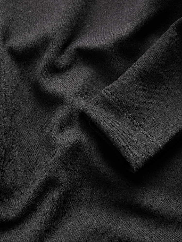 Black Long Sleeve Slinky Slash Neck Dress - Image 4 of 9