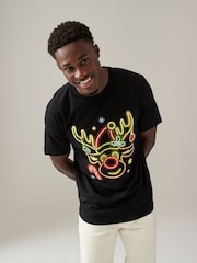 Black 100% Cotton Christmas Neon T-Shirts 3 Pack - Image 4 of 12