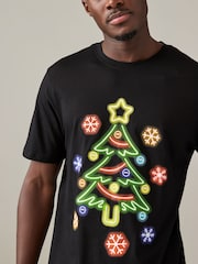 Black 100% Cotton Christmas Neon T-Shirts 3 Pack - Image 7 of 12