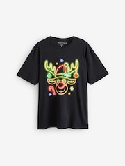 Black 100% Cotton Christmas Neon T-Shirts 3 Pack - Image 8 of 12
