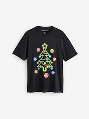 Black 100% Cotton Christmas Neon T-Shirts 3 Pack - Image 9 of 12