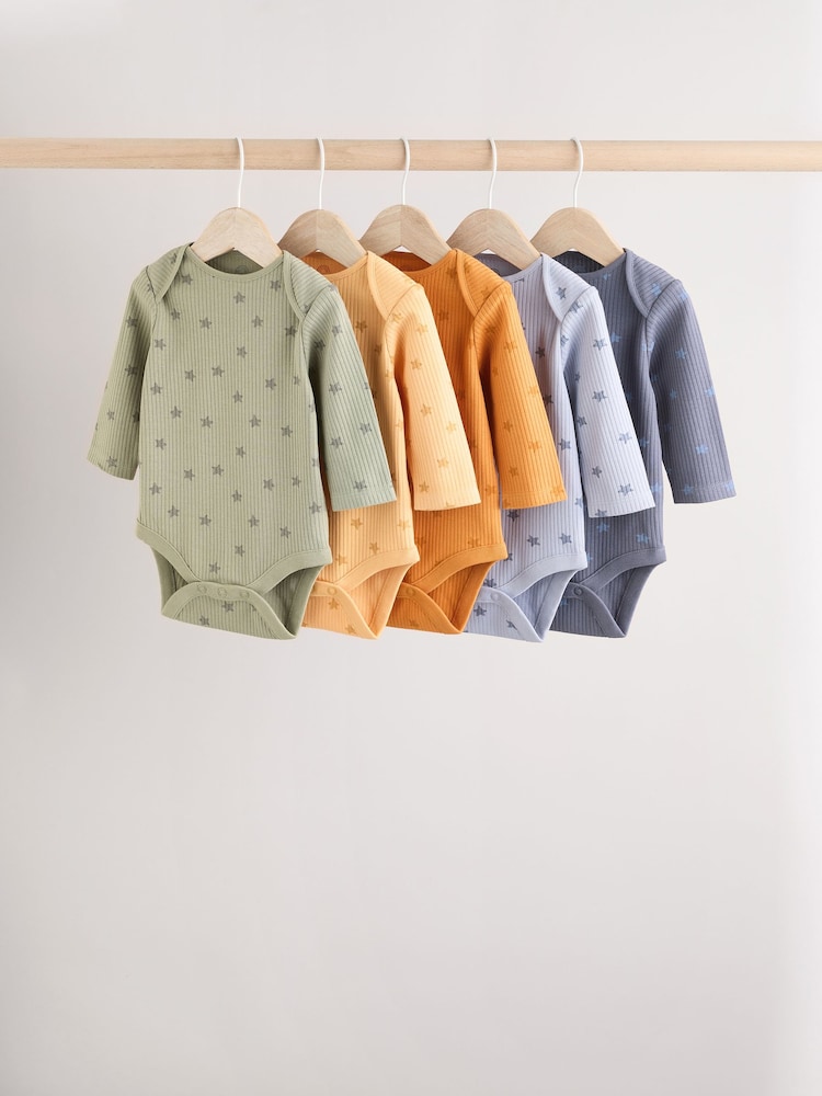 Herbstliche Farben, Sterne und Streifen - Baby-Bodys im 5er-Pack - Bild 1 von 13 Herbstliche Farben, Sterne und Streifen - Baby-Bodys im 5er-Pack - Bild 1 von 13