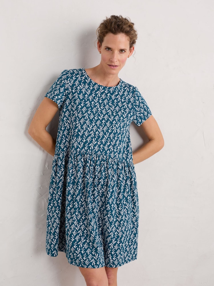Seasalt Cornwall Blue Tall Short Sleeve Sea Mirror Dress - Image 1 of 5