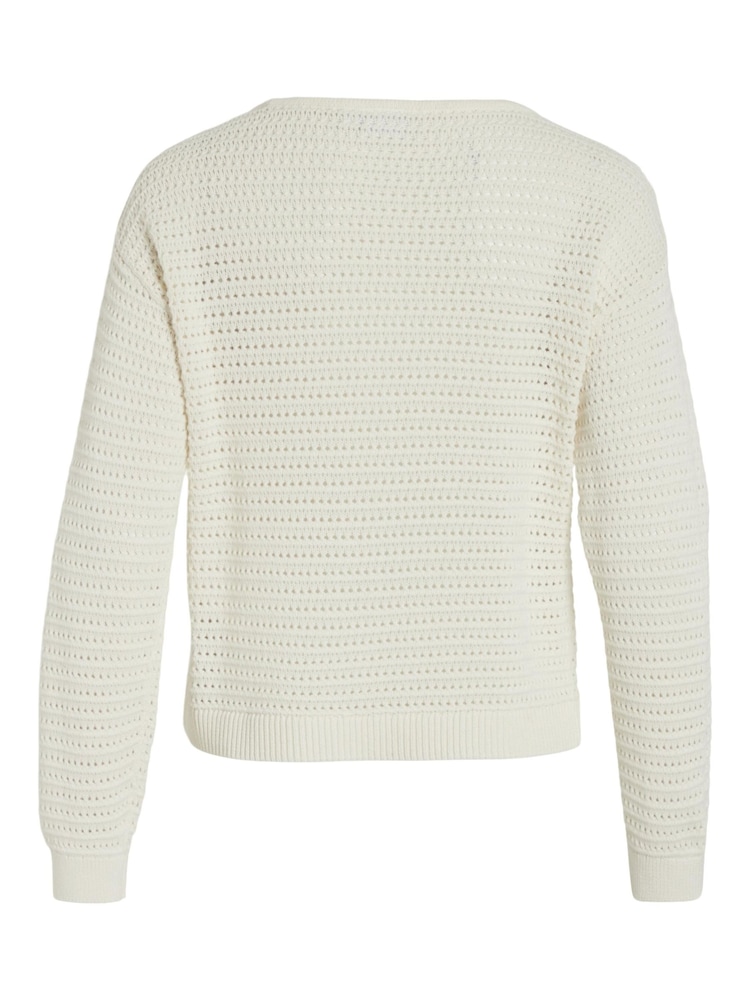 VILA White Pointelle Lightweight Jumper - Image 6 of 6