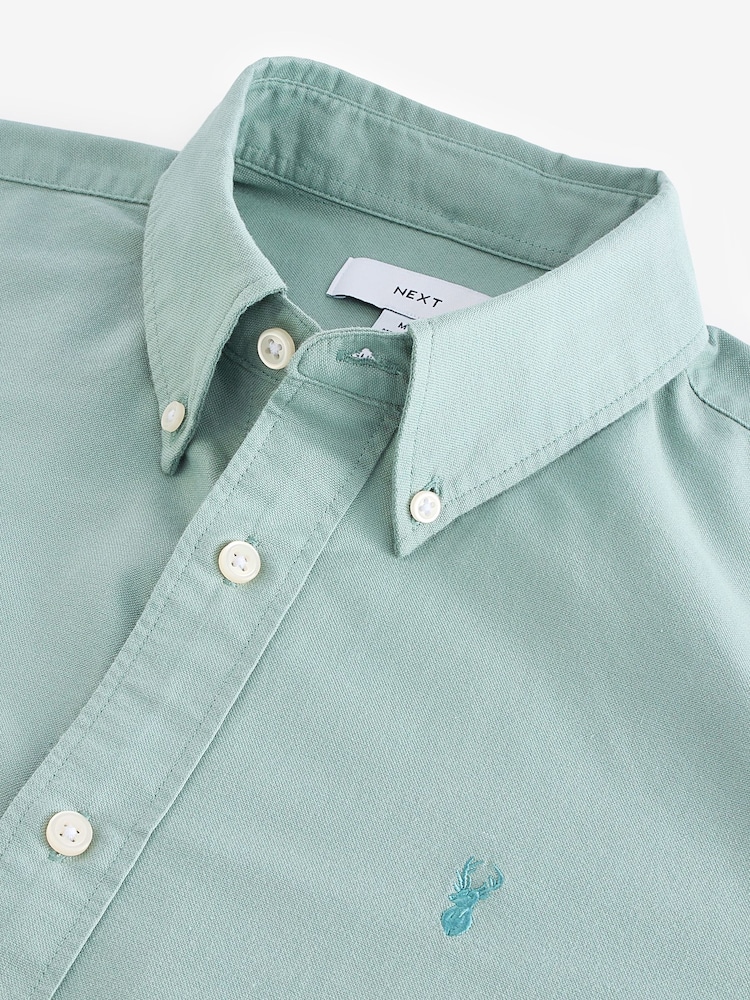 Sage Green/Mauve Purple/Stone Natural 100% Cotton Long Sleeve Oxford Shirts 3 Pack - Image 12 of 13