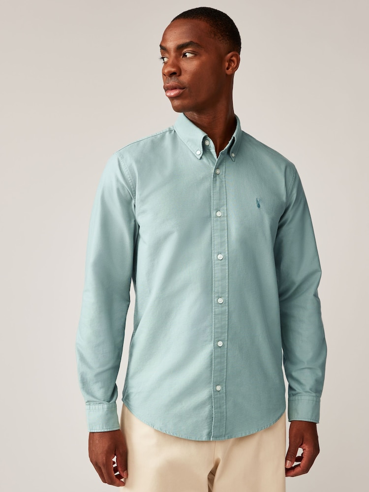 Sage Green/Mauve Purple/Stone Natural 100% Cotton Long Sleeve Oxford Shirts 3 Pack - Image 3 of 13