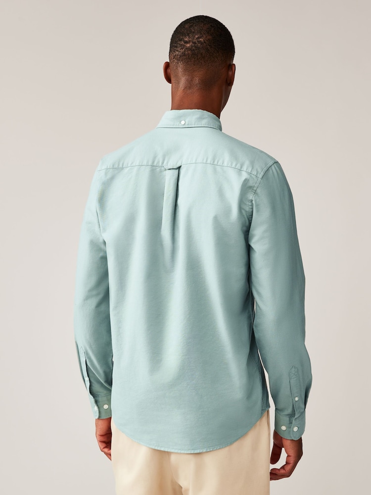 Sage Green/Mauve Purple/Stone Natural 100% Cotton Long Sleeve Oxford Shirts 3 Pack - Image 4 of 13