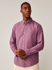 Sage Green/Mauve Purple/Stone Natural 100% Cotton Long Sleeve Oxford Shirts 3 Pack - Image 5 of 13