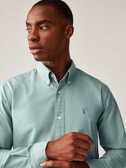 Sage Green/Mauve Purple/Stone Natural 100% Cotton Long Sleeve Oxford Shirts 3 Pack - Image 7 of 13