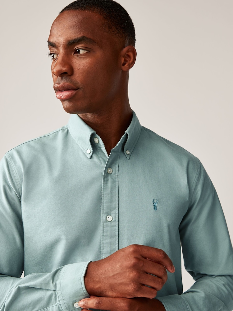 Sage Green/Mauve Purple/Stone Natural 100% Cotton Long Sleeve Oxford Shirts 3 Pack - Image 7 of 13