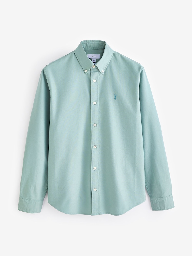 Sage Green/Mauve Purple/Stone Natural 100% Cotton Long Sleeve Oxford Shirts 3 Pack - Image 8 of 13