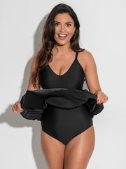 Pour Moi Black Black Fiji V-Neck Tummy Control Swim Dress - Image 2 of 4