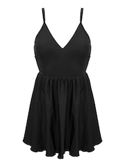 Pour Moi Black Black Fiji V-Neck Tummy Control Swim Dress - Image 3 of 4