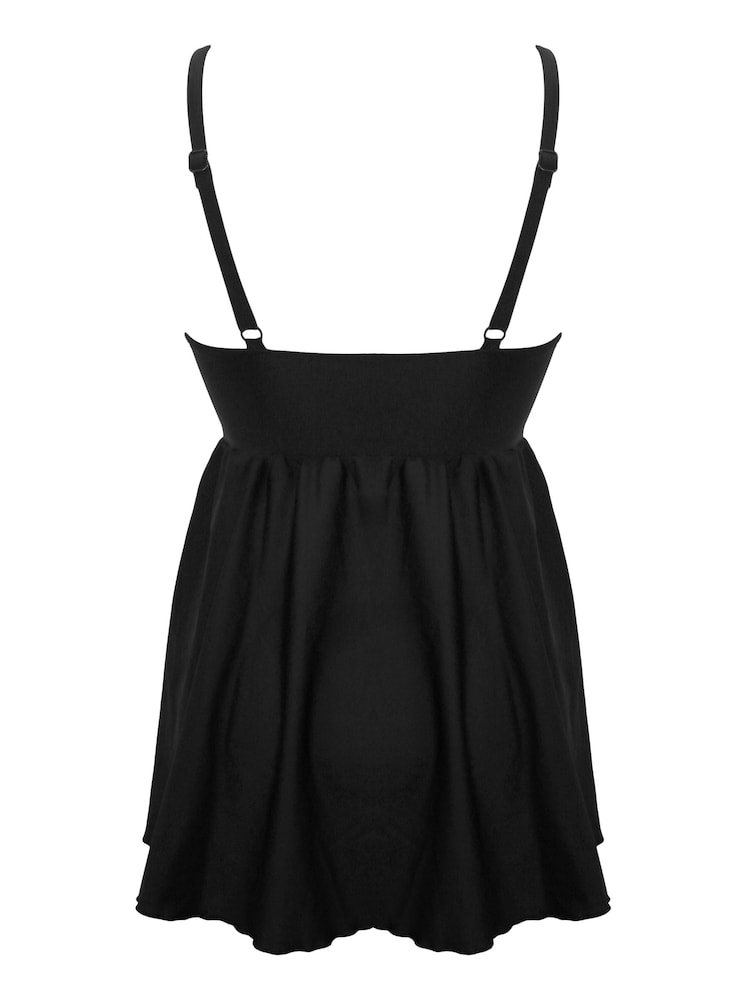 Pour Moi Black Black Fiji V-Neck Tummy Control Swim Dress - Image 4 of 4