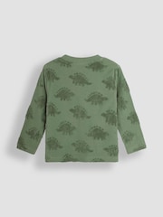 JoJo Maman Bébé Khaki Green Stegosaurus Textured Cotton Top - Image 2 of 3