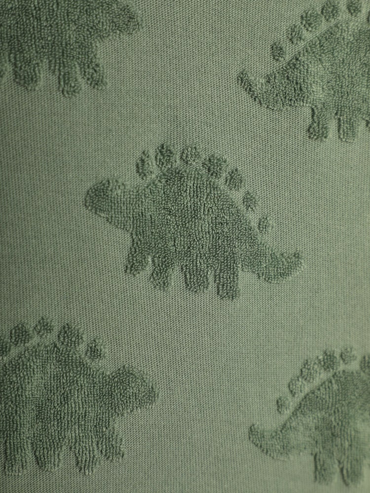 JoJo Maman Bébé Khaki Green Stegosaurus Textured Cotton Top - Image 3 of 3