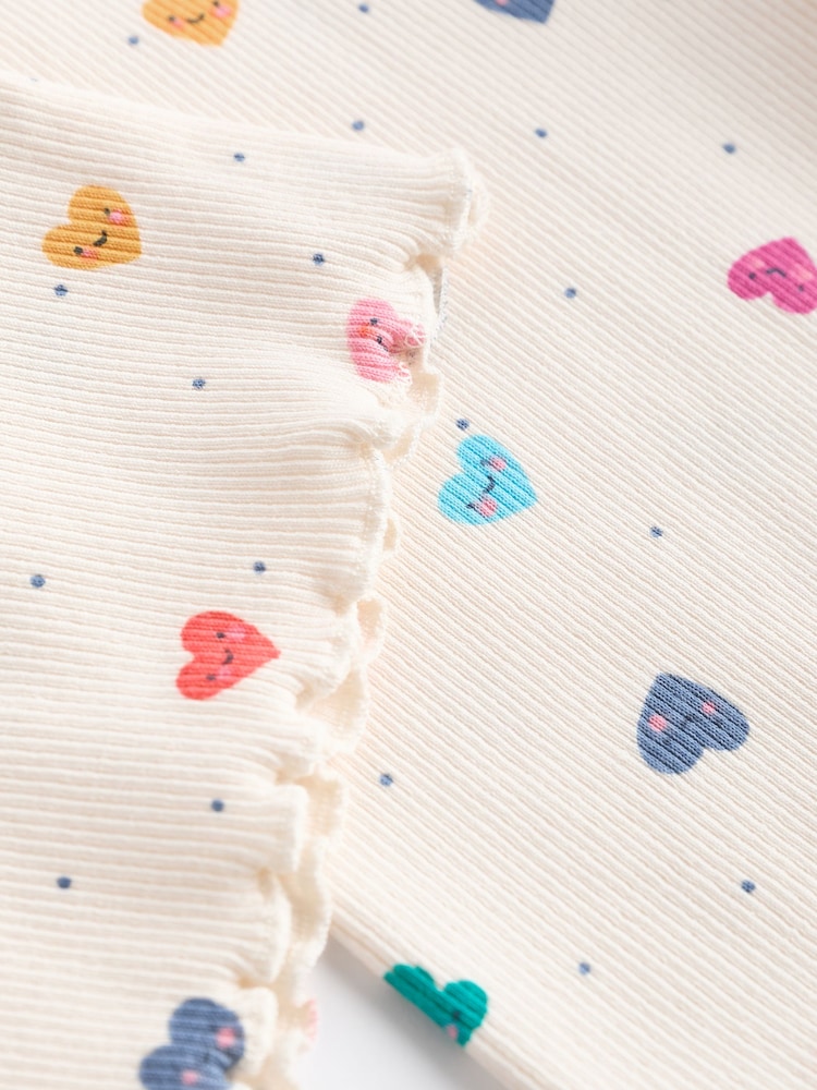Blanc/Multicolore Cœur Imprimé - Baby Top and Wide Leg Trousers 2 Piece Set - Image 8 of 9