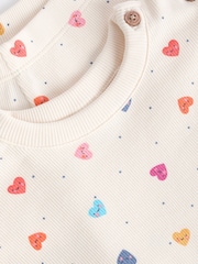 White/Multicolour Heart Print Baby Top and Wide Leg Trousers 2 Piece Set (0mths-2yrs) - Image 9 of 9