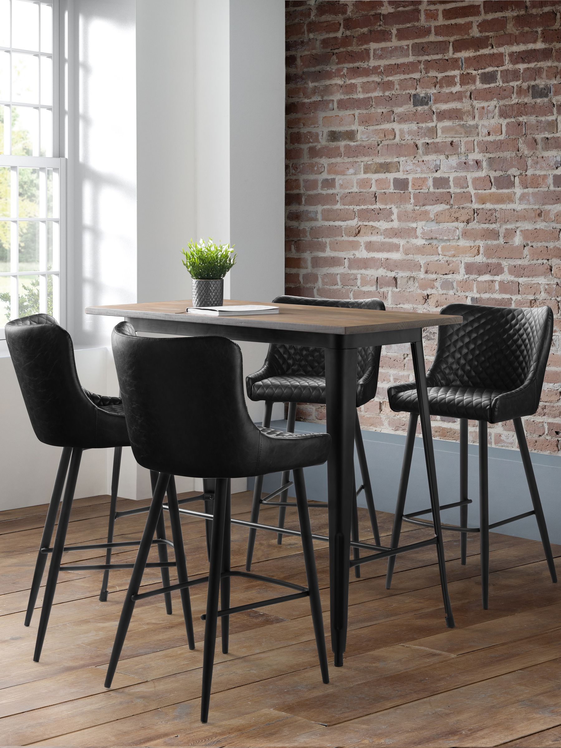 Julian Bowen Unisex Black Luxe Diamond Quilted Upholstered Bar Stool In - Image 5