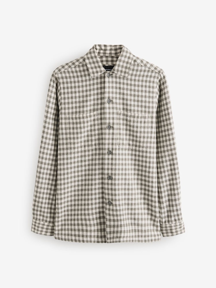 Remus Uomo Grey Check 100% Cotton Overshirt - Image 1 of 1 Remus Uomo Grey Check 100% Cotton Overshirt - Image 1 of 1