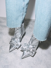 Silver Forever Comfort® Bow Detail Skinny Heeled Boots - Image 1 of 11