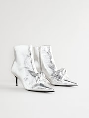 Silver Forever Comfort® Bow Detail Skinny Heeled Boots - Image 10 of 11