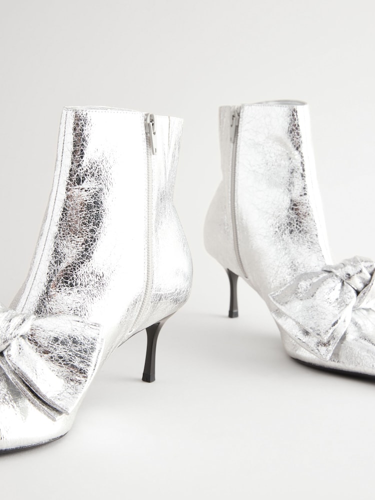 Silver Forever Comfort® Bow Detail Skinny Heeled Boots - Image 11 of 11