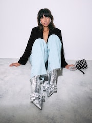 Silver Forever Comfort® Bow Detail Skinny Heeled Boots - Image 2 of 11