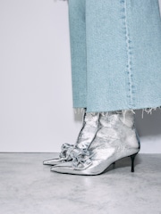 Silver Forever Comfort® Bow Detail Skinny Heeled Boots - Image 5 of 11