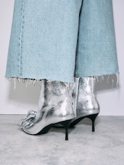 Silver Forever Comfort® Bow Detail Skinny Heeled Boots - Image 6 of 11