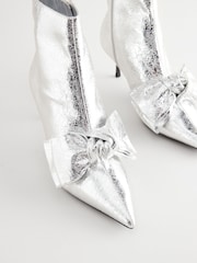 Silver Forever Comfort® Bow Detail Skinny Heeled Boots - Image 9 of 11