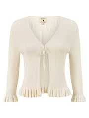 Yumi Cravată Up Cardigan Ribbed Cu Volan - Image 4 of 4