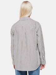 Whistles Black Petite Relaxed Fit 100% Cotton Stripe Shirt - Image 2 of 5