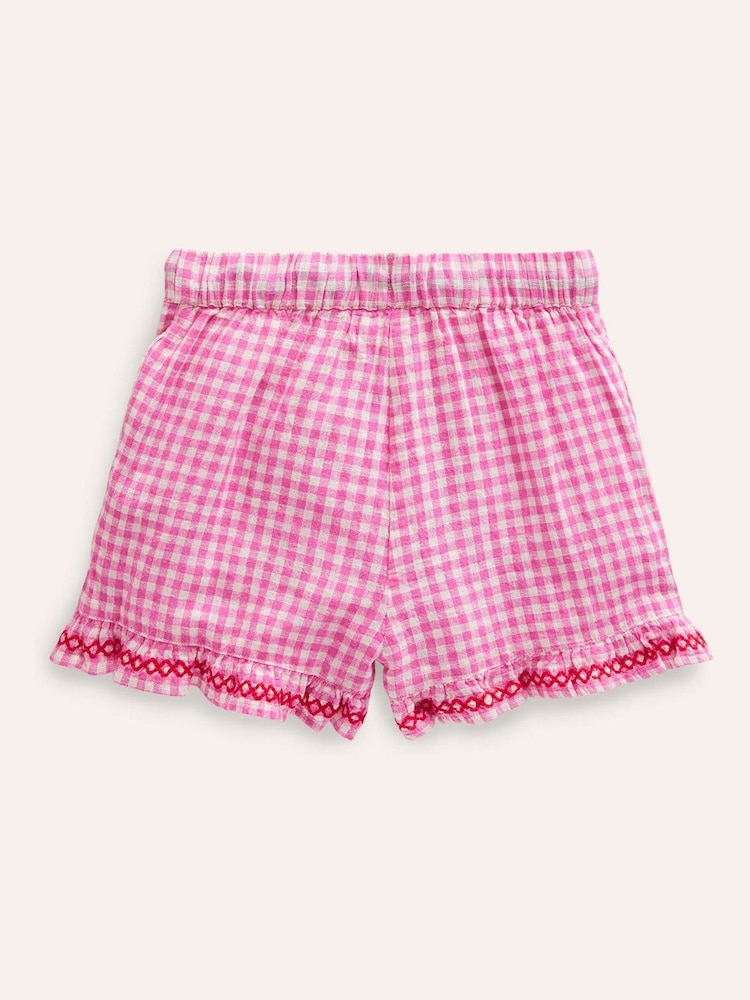 Boden Pink Frill Hem Woven 100% Cotton Shorts - Image 2 of 3