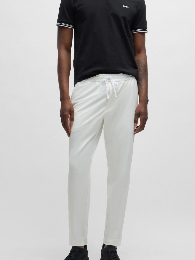 BOSS White Tapered Fit Stretch Cuffed Chino Trousers - Image 2 of 5