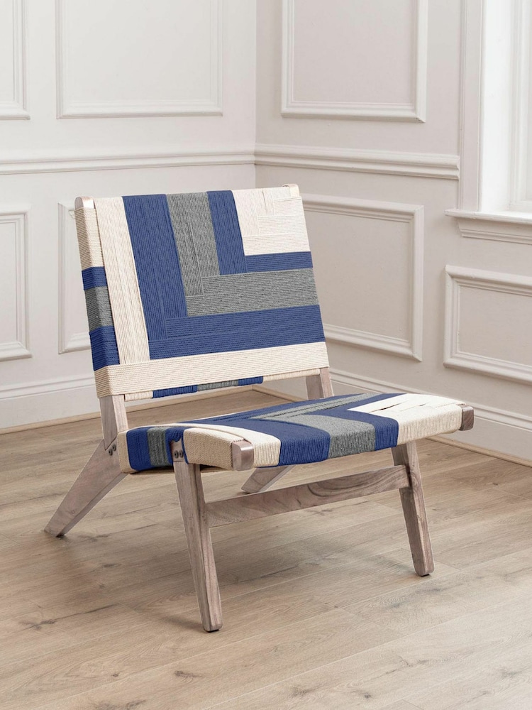 Voyage Maison Blue Ballari Geometric Boho Chair - Image 1 of 4