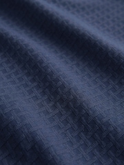 Navy Blue Long Sleeve Textured Quarter Zip Polo Shirt - Image 7 of 7