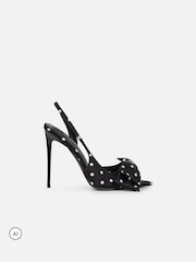 Noir - Simmi London Toppaz Bow Detail Slingback Sandals - Image 2 de 4