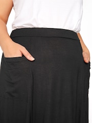 Yours Curve Black Maxi Jersey Skirt - Image 2 of 4