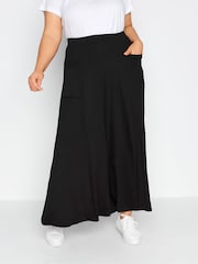 Yours Curve Black Maxi Jersey Skirt - Image 3 of 4